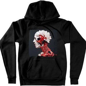 Bloody Design Hooded Sweatshirt - Anatomy Hoodie - Floral Hoodie